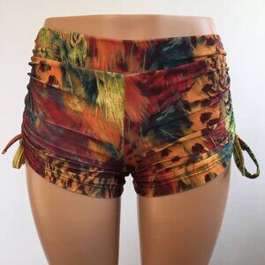 Feather Festival Hot Yoga Short-Skinny Waistband Short- Made in USA NEW